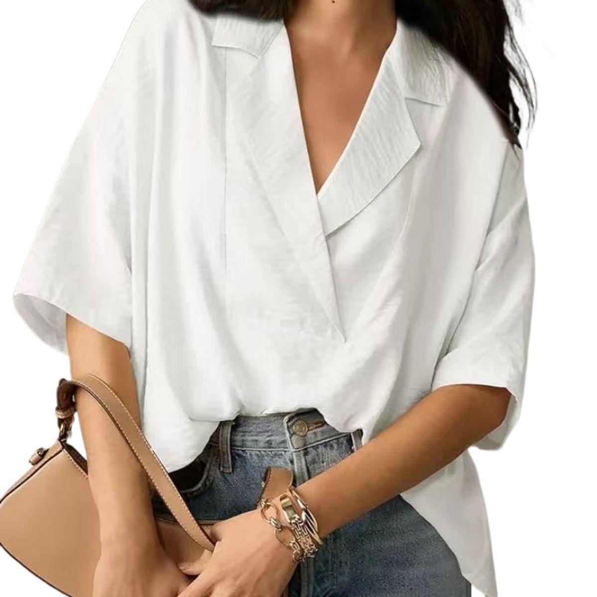 TIOZONEY - Blusa holgada de color liso
