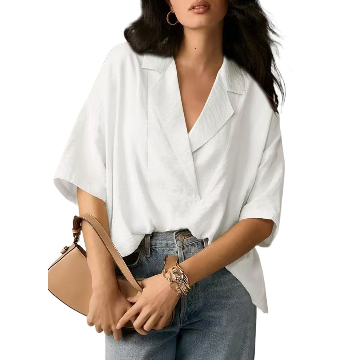 TIOZONEY - Blusa holgada de color liso