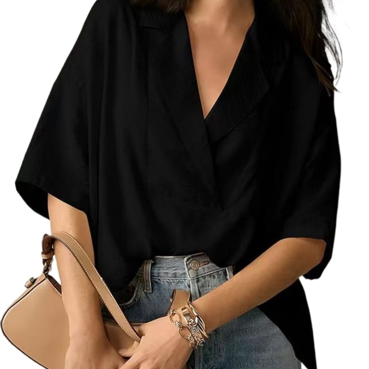TIOZONEY - Blusa holgada de color liso