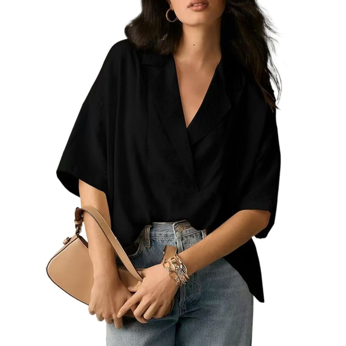TIOZONEY - Blusa holgada de color liso