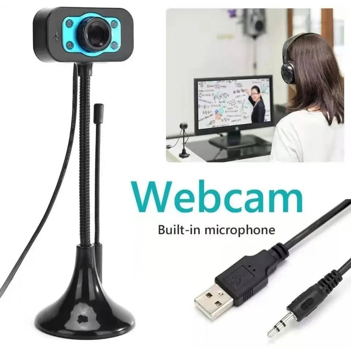 GENERICO - Camara Webcam Usb Con Micrófono Teletrabajo Videoconferencia