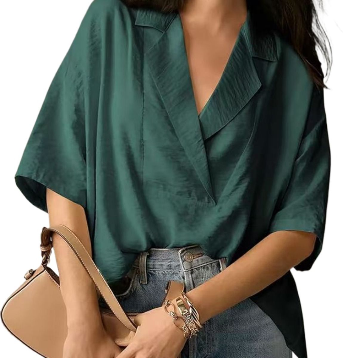 TIOZONEY - Blusa holgada de color liso