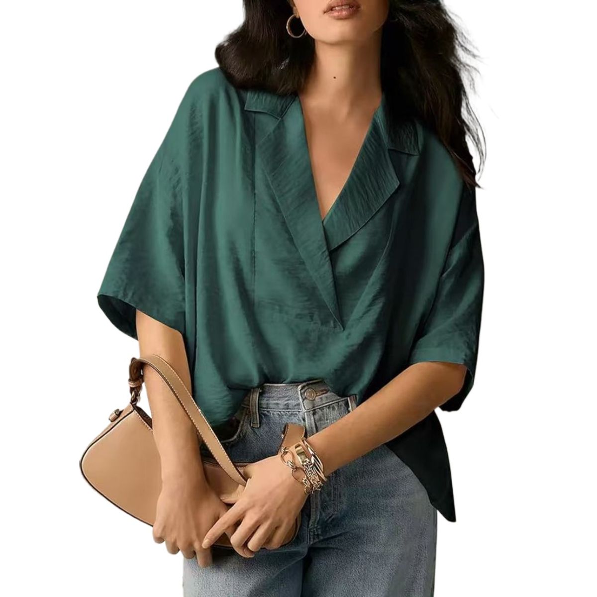 TIOZONEY - Blusa holgada de color liso