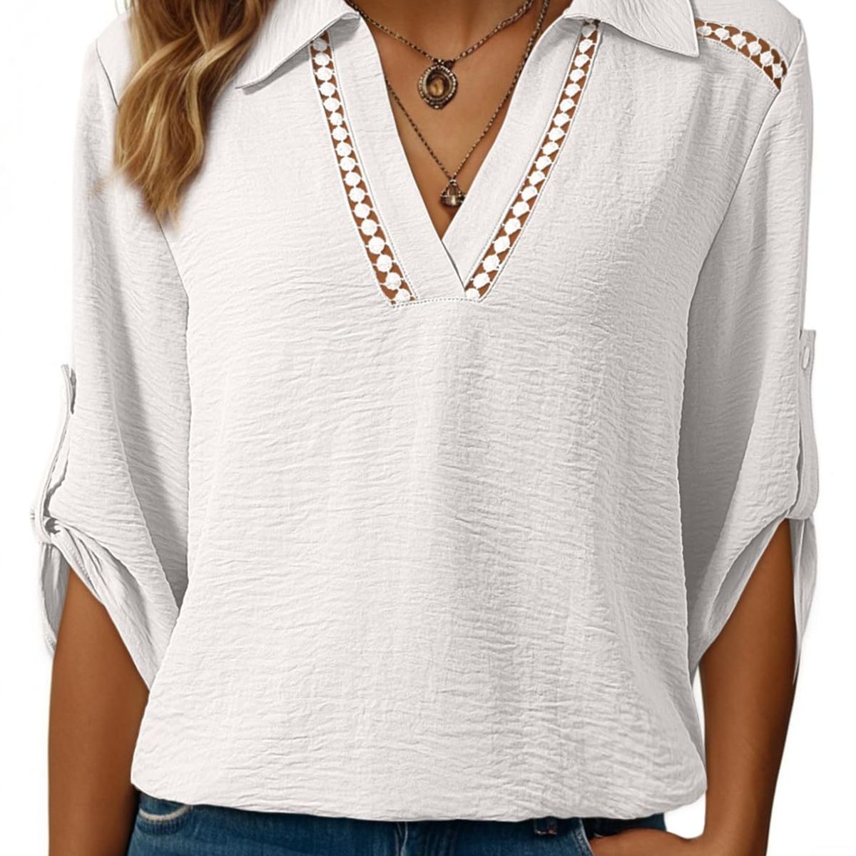 TIOZONEY - Blusa versátil de manga tres cuartos para mujer