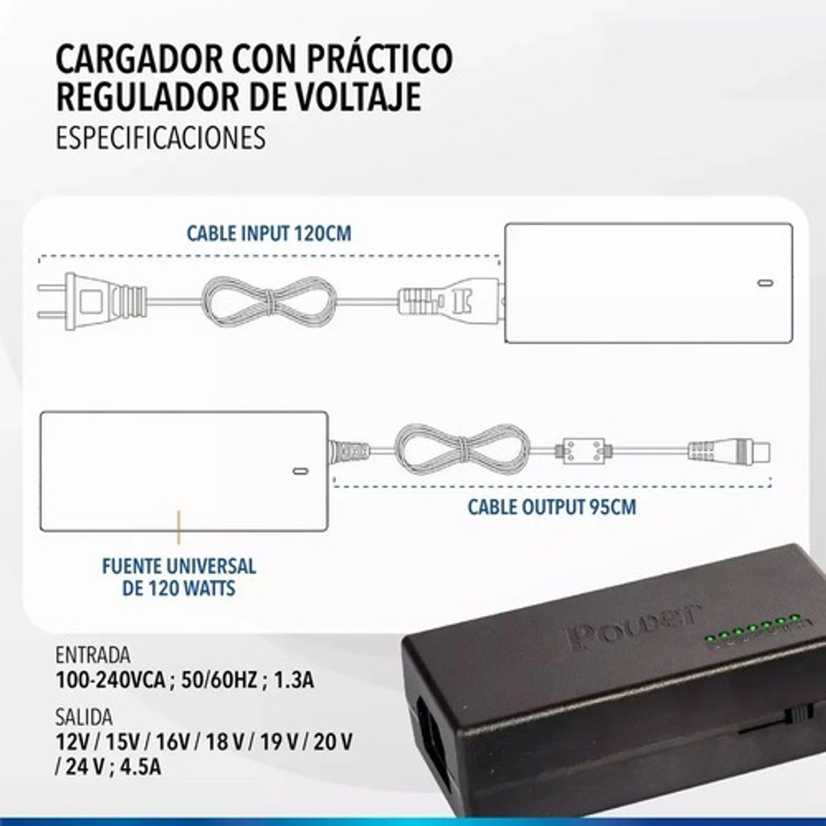 GENERICO - Cargador Adaptador Universal Para Lapto Computador 8 Marcas