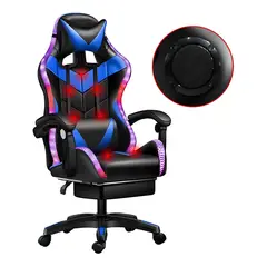 GENERICO - Silla Gamer Luz Rgb Parlante Reposapiés Masajeador Lumbar Color Rojo - 300056