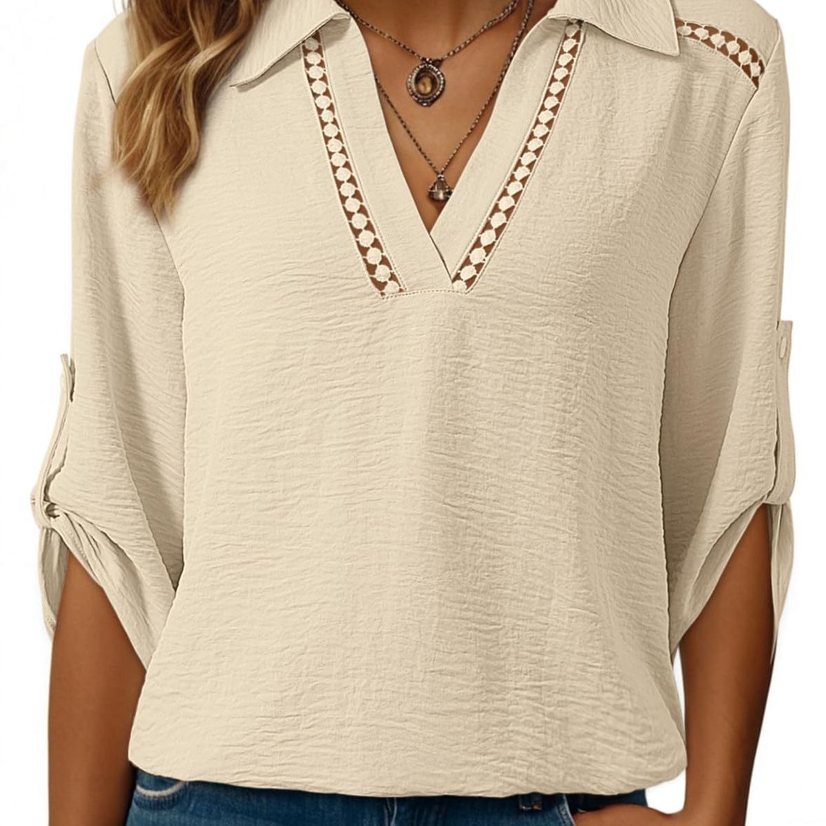 TIOZONEY - Blusa versátil de manga tres cuartos para mujer