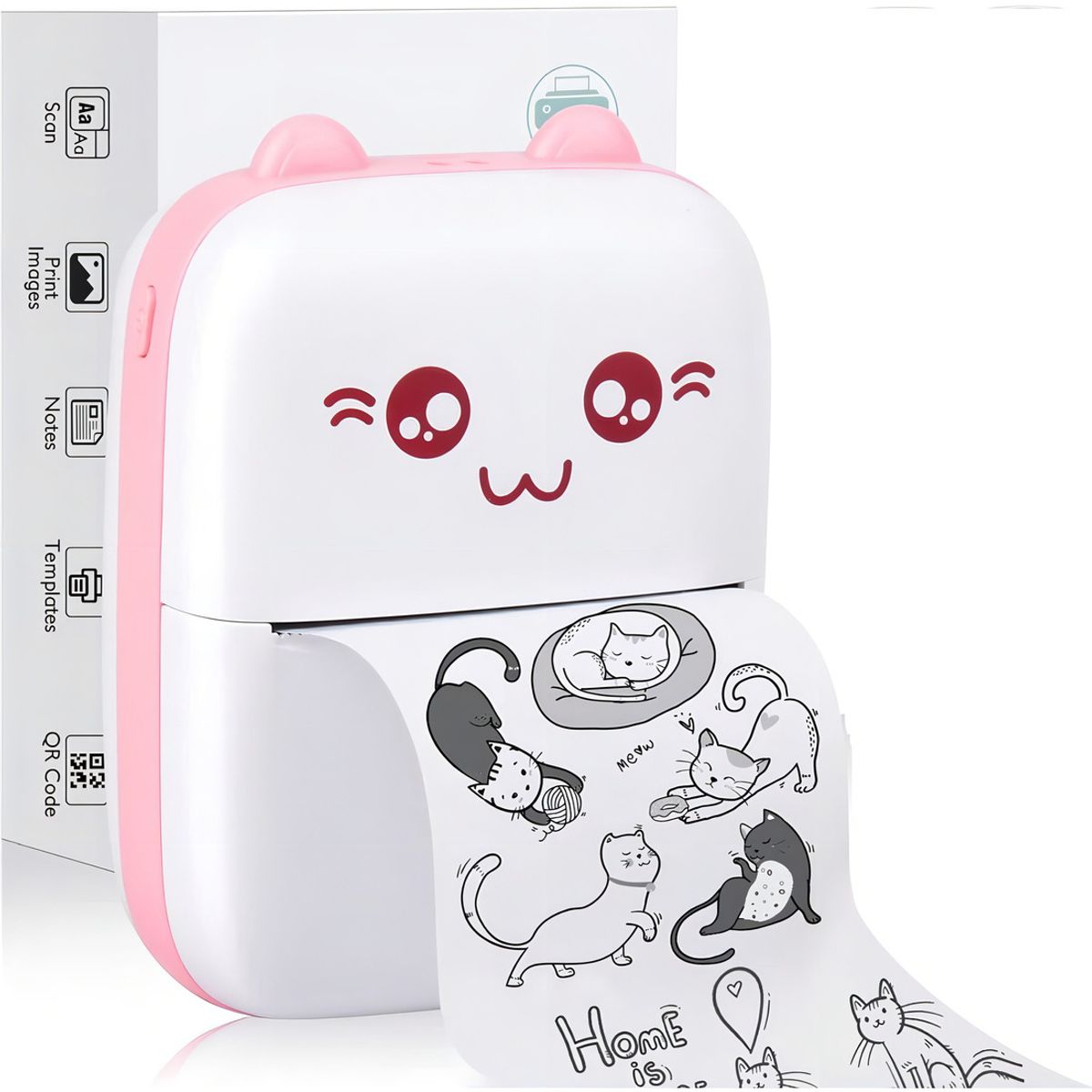 GENERICO - Mini Impresora Portátil Gatita Bluetooth 200dpi Color Blanco+azul - 295002