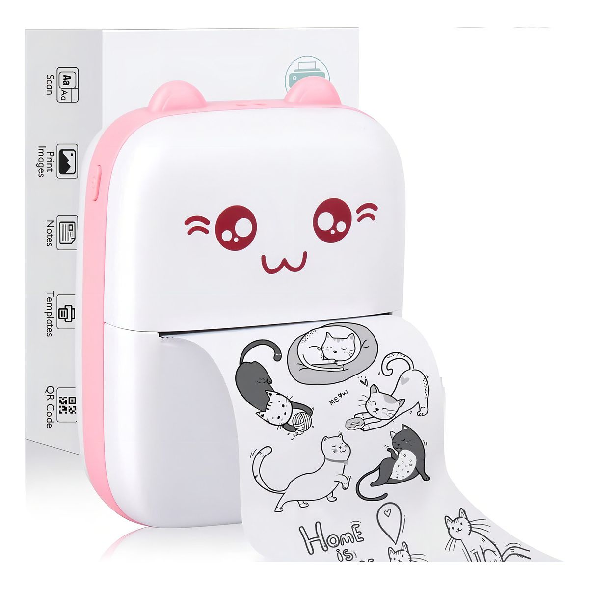 GENERICO - Mini Impresora Portátil Gatita Bluetooth 200dpi Color Blanco+azul - 295002
