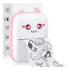 GENERICO - Mini Impresora Portátil Gatita Bluetooth 200dpi Color Blanco+Rosa - 295002