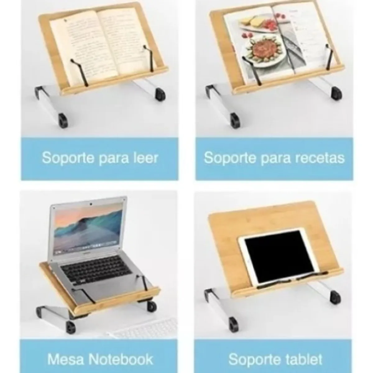 GENERICO - Mesa Madera Notebook Soporte Libros Lectura Plegable Color Marrón