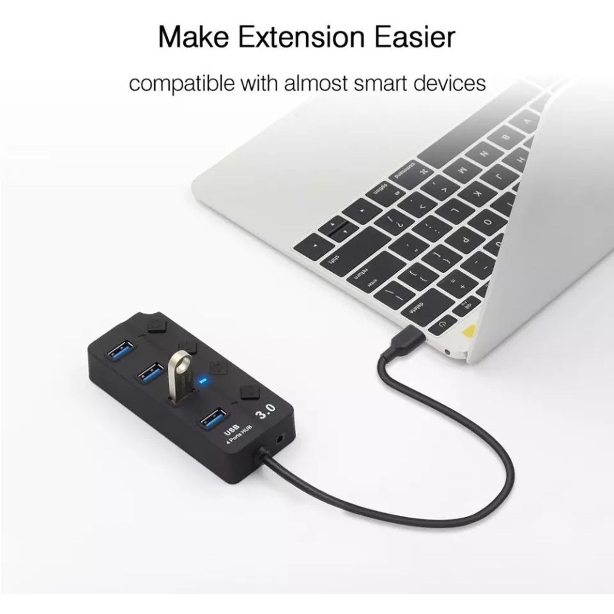 GENERICO - Hub Splitter Usb 3.0 A 4x Usb 3.0 Windows Mac Indicador Led