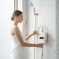 LINE - Mini Calentador De Agua Eléctrico Calefón Ducha Calienta En 3seg Blanco 3.500w Calefónt