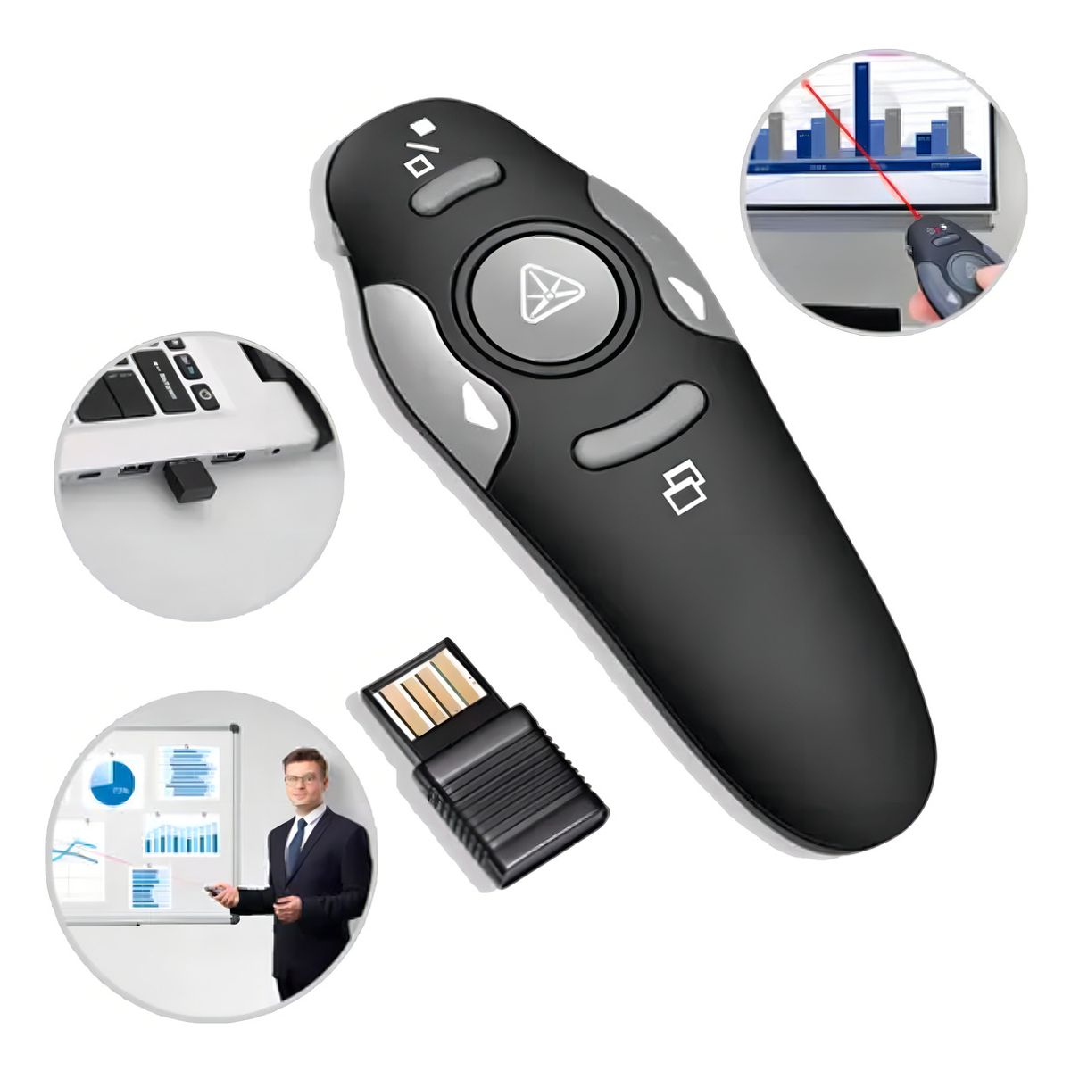 GENERICO - Puntero Laser Presentador Powerpoint Diapositivas Usb Color Negro - 262635
