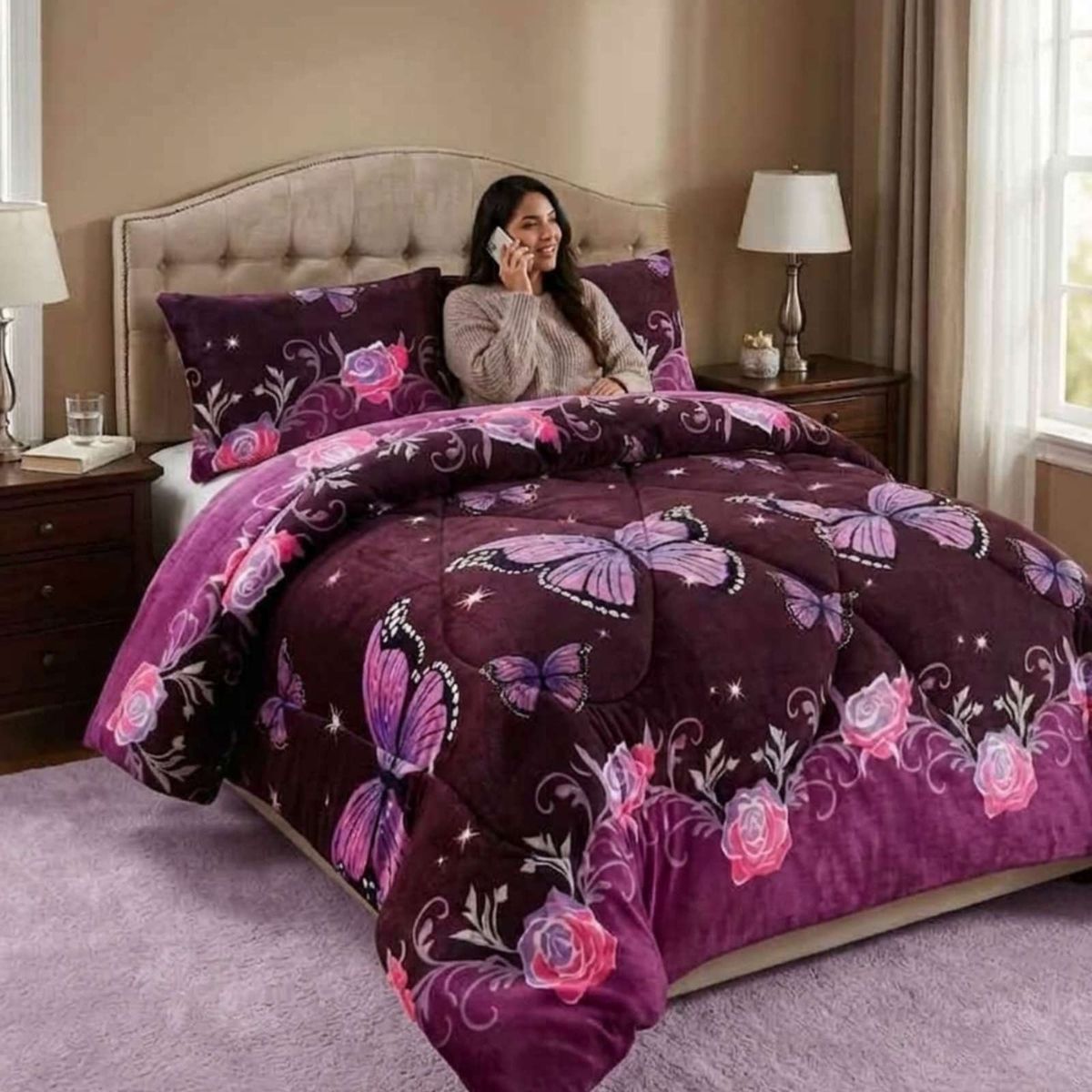 GENERICO - Cubrecama Plush 2 Plazas con Chiporro Extra Cálido - Térmico Suave