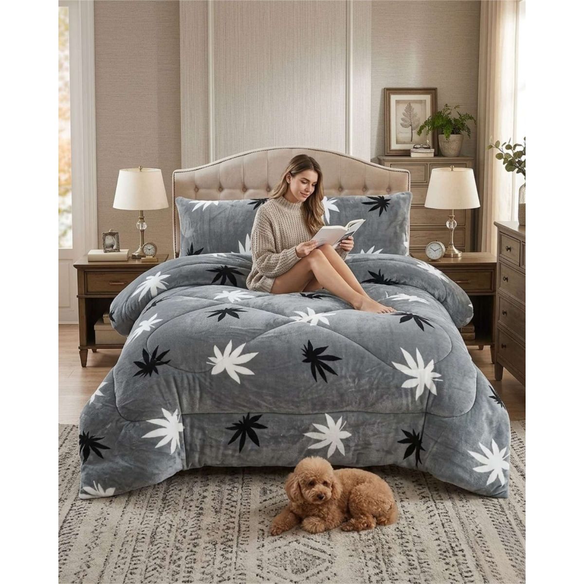 GENERICO - Cubrecama Plush 2 Plazas con Chiporro Extra Cálido - Térmico Suave