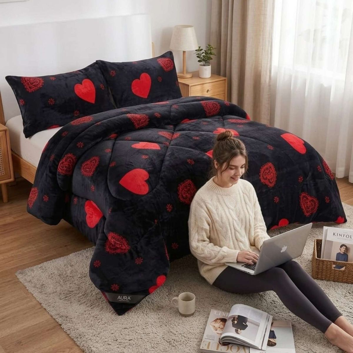 GENERICO - Cubrecama Plush 2 Plazas con Chiporro Extra Cálido - Térmico Suave