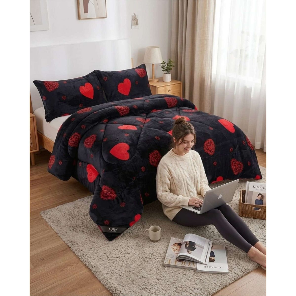 GENERICO - Cubrecama Plush 2 Plazas con Chiporro Extra Cálido - Térmico Suave