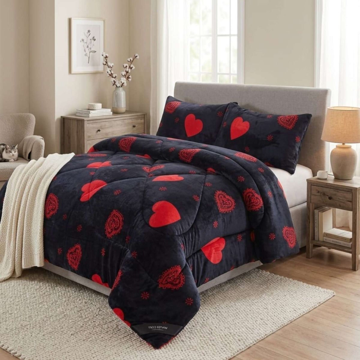 GENERICO - Cubrecama Plush 2 Plazas con Chiporro Extra Cálido - Térmico Suave