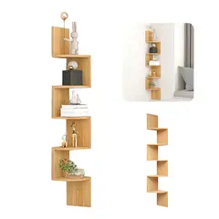 WUWAWDOGA - Repisas Flotantes Esquinera De Melamina Modernas Rústica-5ni Caqui