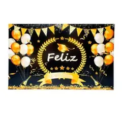 GENERICO - Fondo fotografico para graduacion dorado y negro 80x125cm