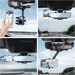 MOVI - Soporte Celular para Auto en Espejo Retrovisor 360° Ajustable, Plegable y Antideslizante