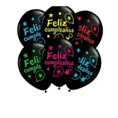 GENERICO - Set de globos latex cumpleaños con letras multicolor 6un