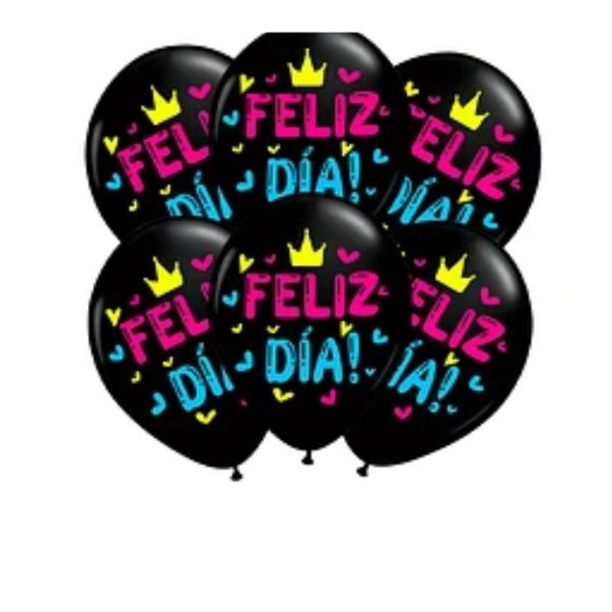 GENERICO - Set de globos latex negro feliz dia 6un