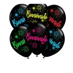 GENERICO - Set de globos latex bienvenido con letras multicolor 6un