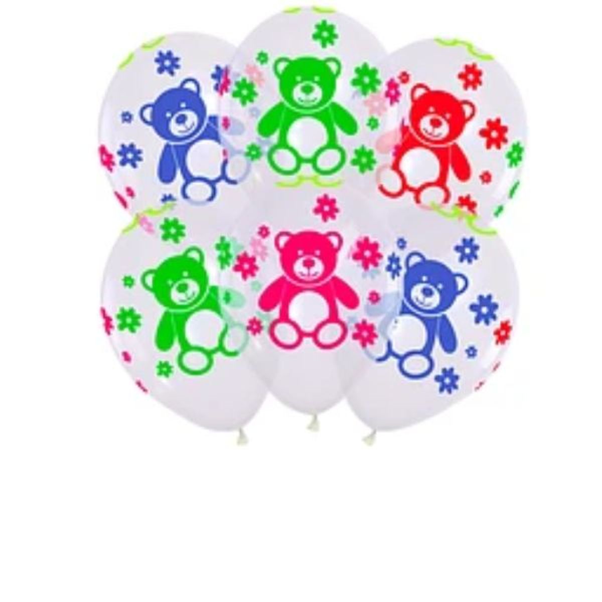 GENERICO - Set de globos latex con estampado de osos 6pcs