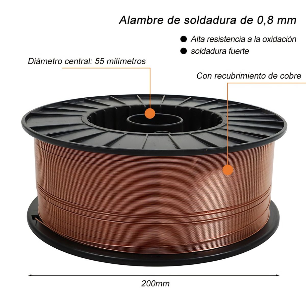 GENERICO - Alambre Mig Sólido Er70s-6, 5kg 0.8mm Protección De Gas