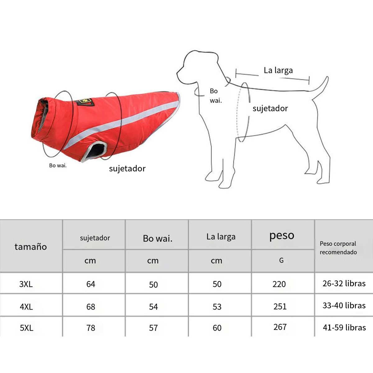 KINDA NICE - Chaqueta Para Exteriores Para Perros Reflexivo Invierno Rojo 4XL