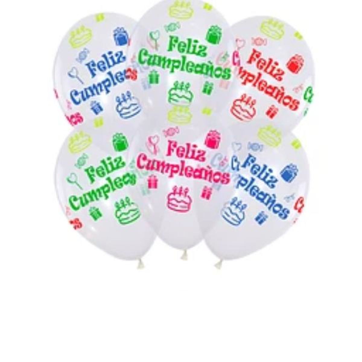 GENERICO - Set de globos látex transparente feliz cumpleaños fluorescente 6pcs