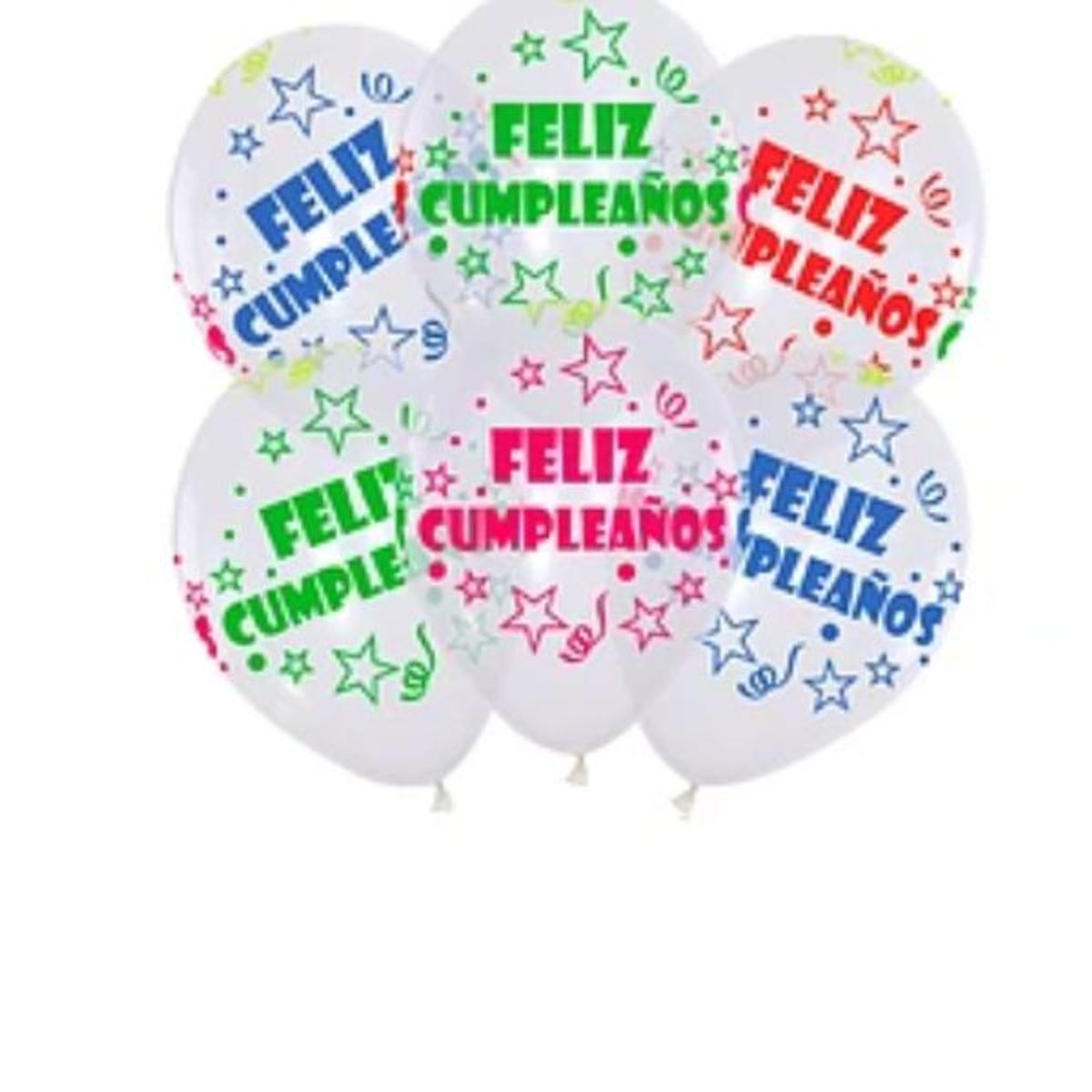 GENERICO - Set de globos latex transparentes feliz cumpleaños fluorescente bonitas letras 6pcs