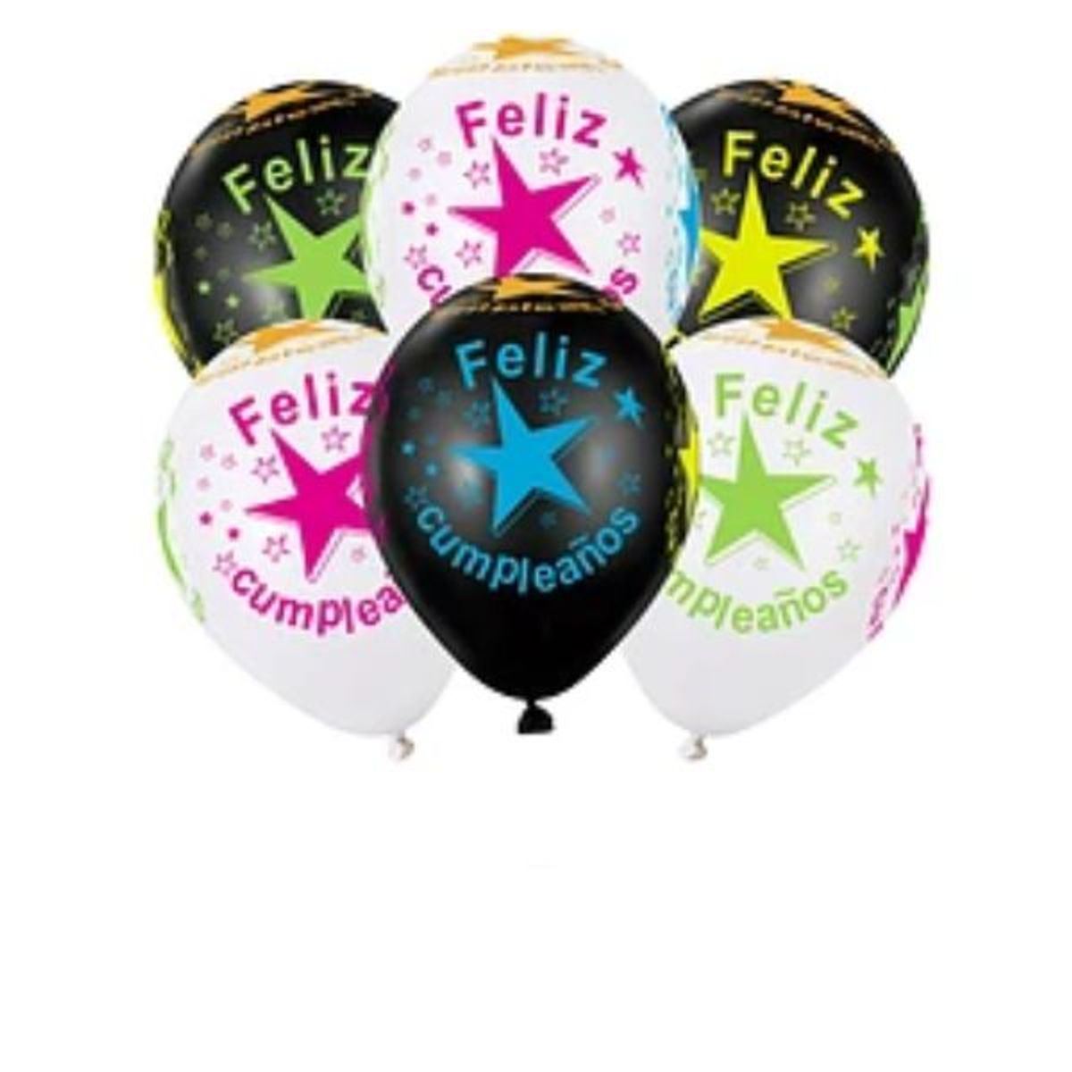 GENERICO - Set de globos de latex Feliz Cumpleaños 6pcs