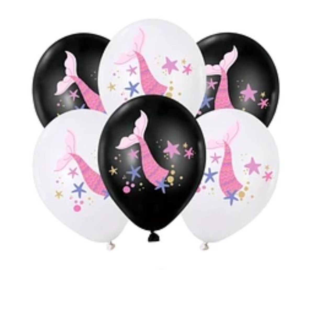 GENERICO - Set deglobos de latex cola de sirena 6pcs