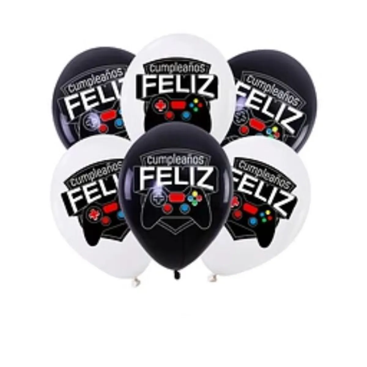 GENERICO - Set de globo de latex Feliz cumpleaños video juegos 6pcs