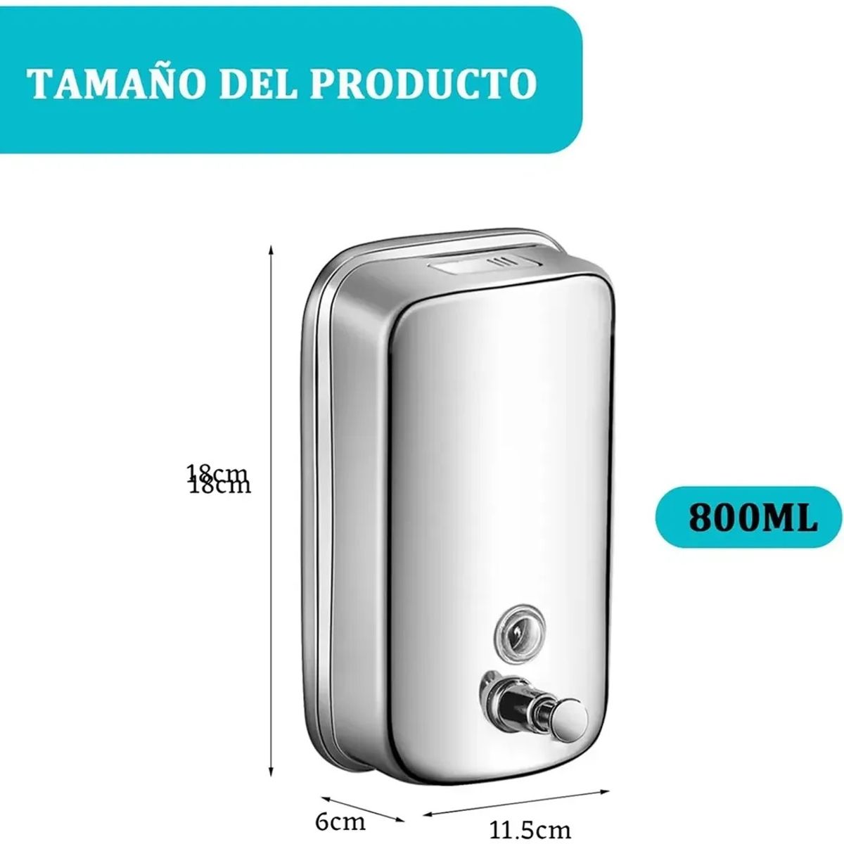 GENERICO - Dispensador De Jabón De Acero Inoxidable 800 Ml Para Baño