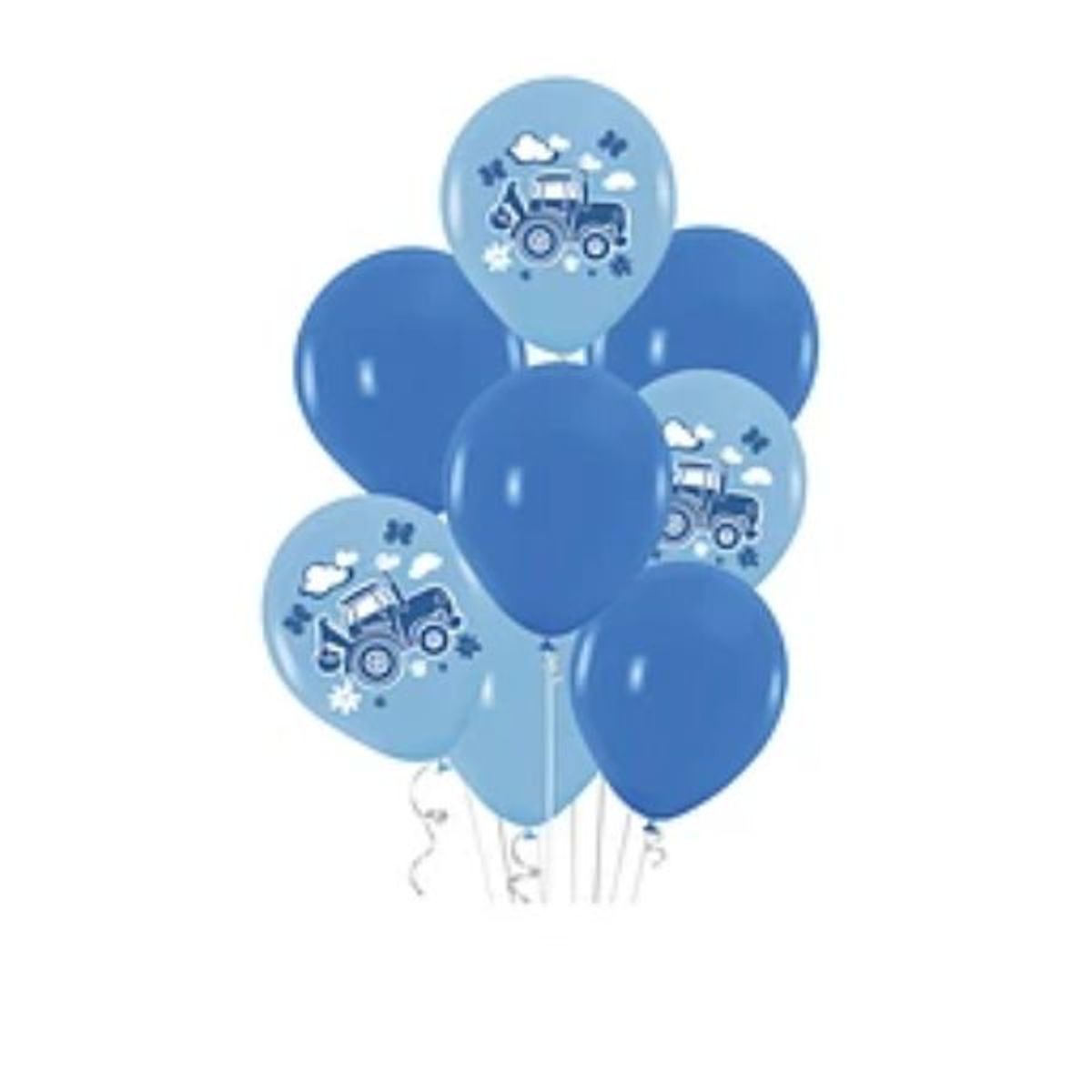 GENERICO - Set de globos de látex camión de construcción azul 8pcs