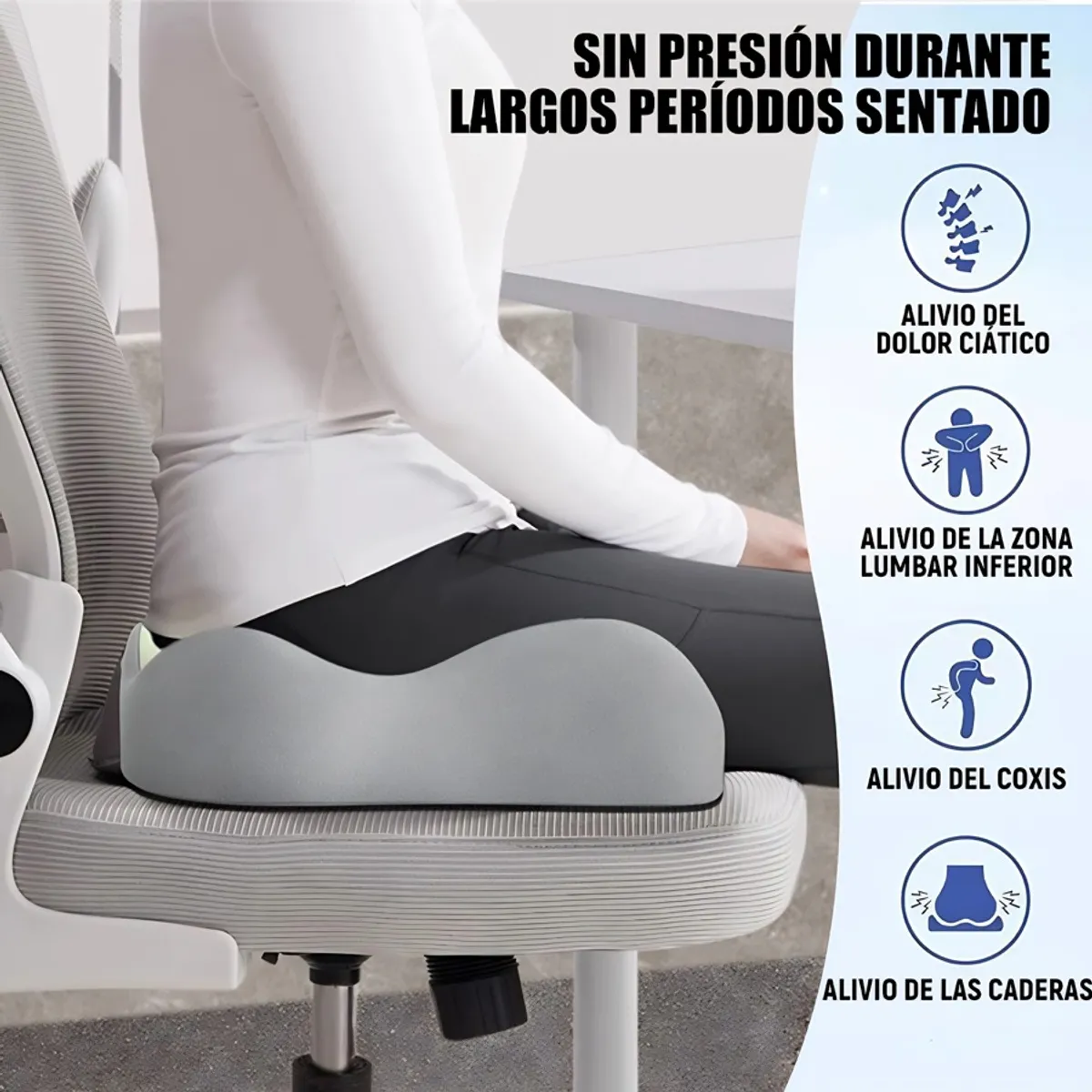 GENERICO - Cojin Silla Asiento Ortopedico Lumbar Ergonomico Con Memory
