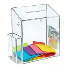 KUANGYE - Buzón De Sugerencias Acrílico Transparente Con Chapa Y Llave