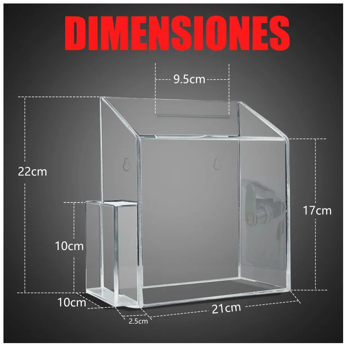 KUANGYE - Buzón De Sugerencias Acrílico Transparente Con Chapa Y Llave