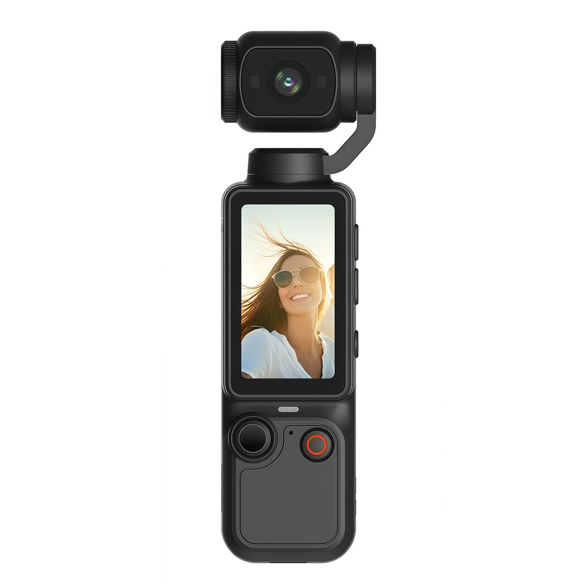 RENVMEXY - Cámara para Vlogs Q7  1080P  Lente giratorio 180°  Luz relleno  Autoenfoque  Type-C