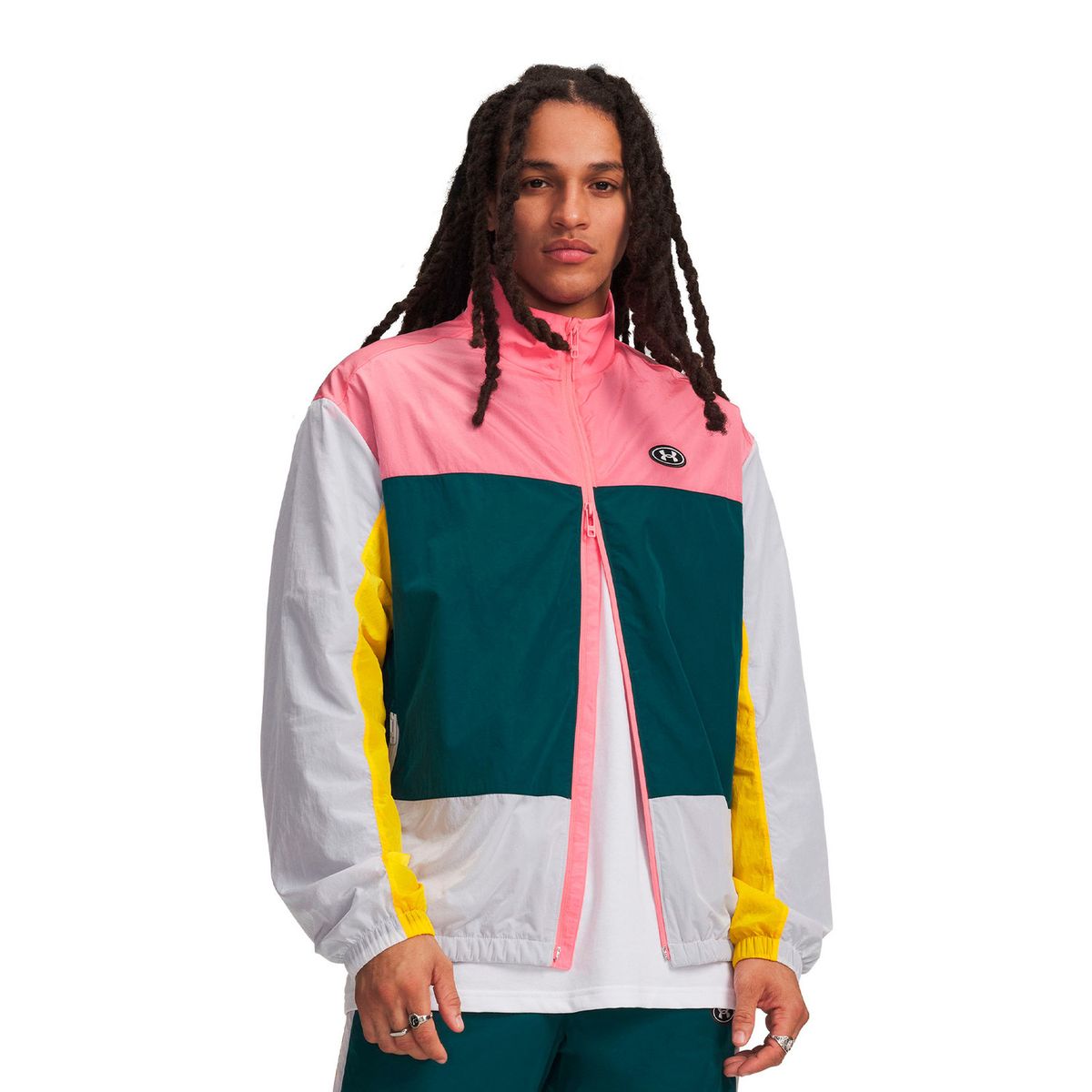 UNDER ARMOUR - Poleron UA Icon Woven Track Full Zip Rosado Hombre UNDER ARMOUR
