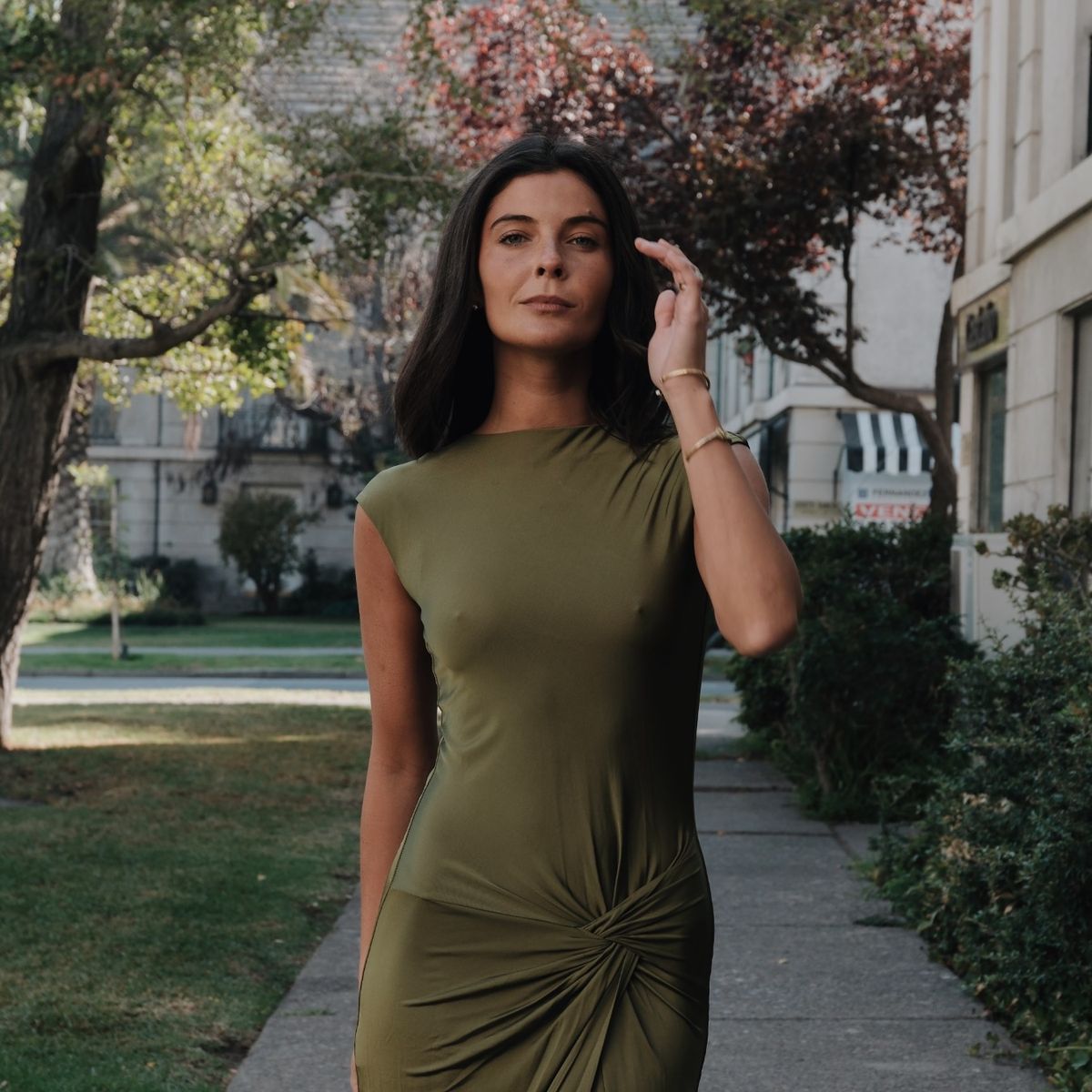 PADOVA - Vestido Radha Verde Oliva Mujer