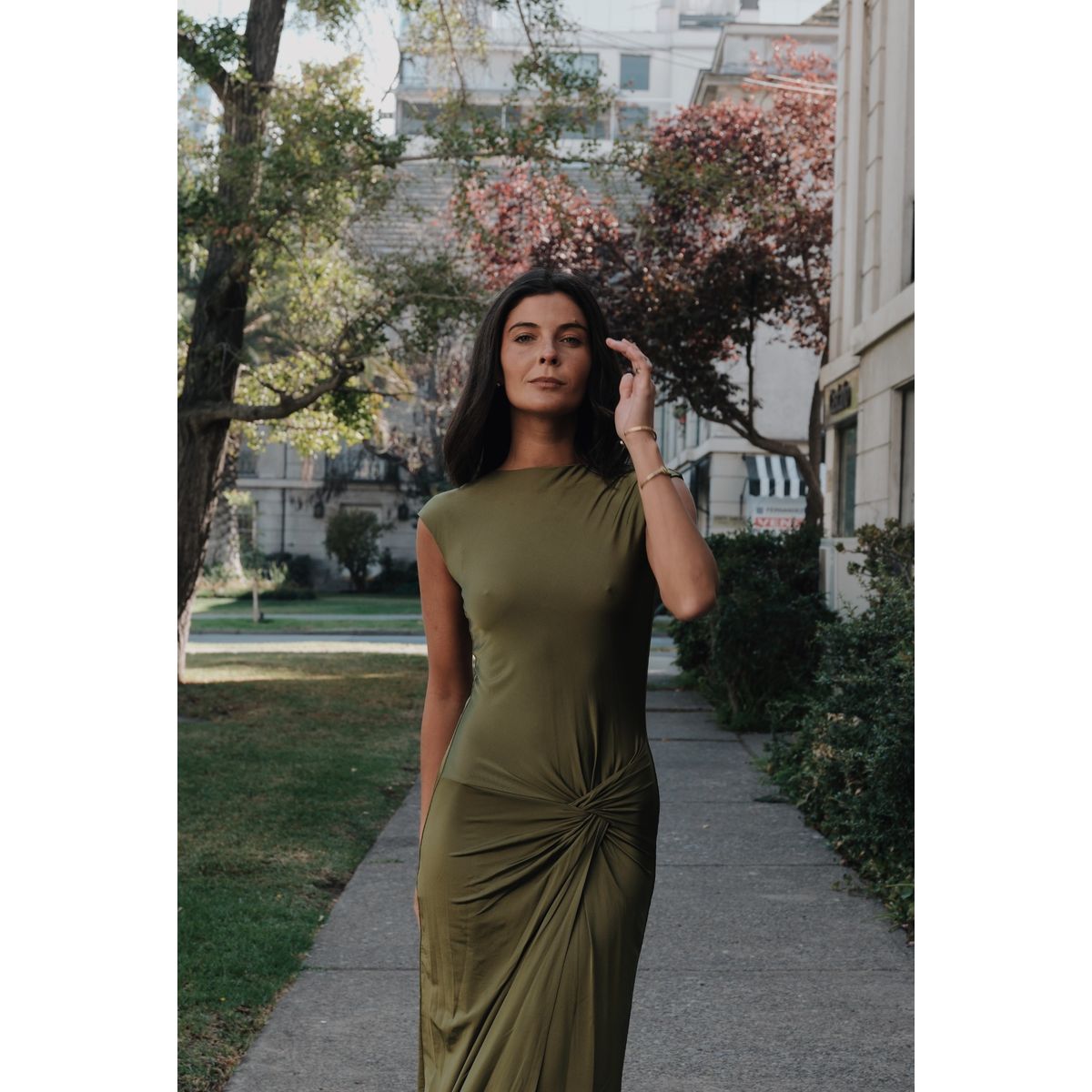 PADOVA - Vestido Radha Verde Oliva Mujer
