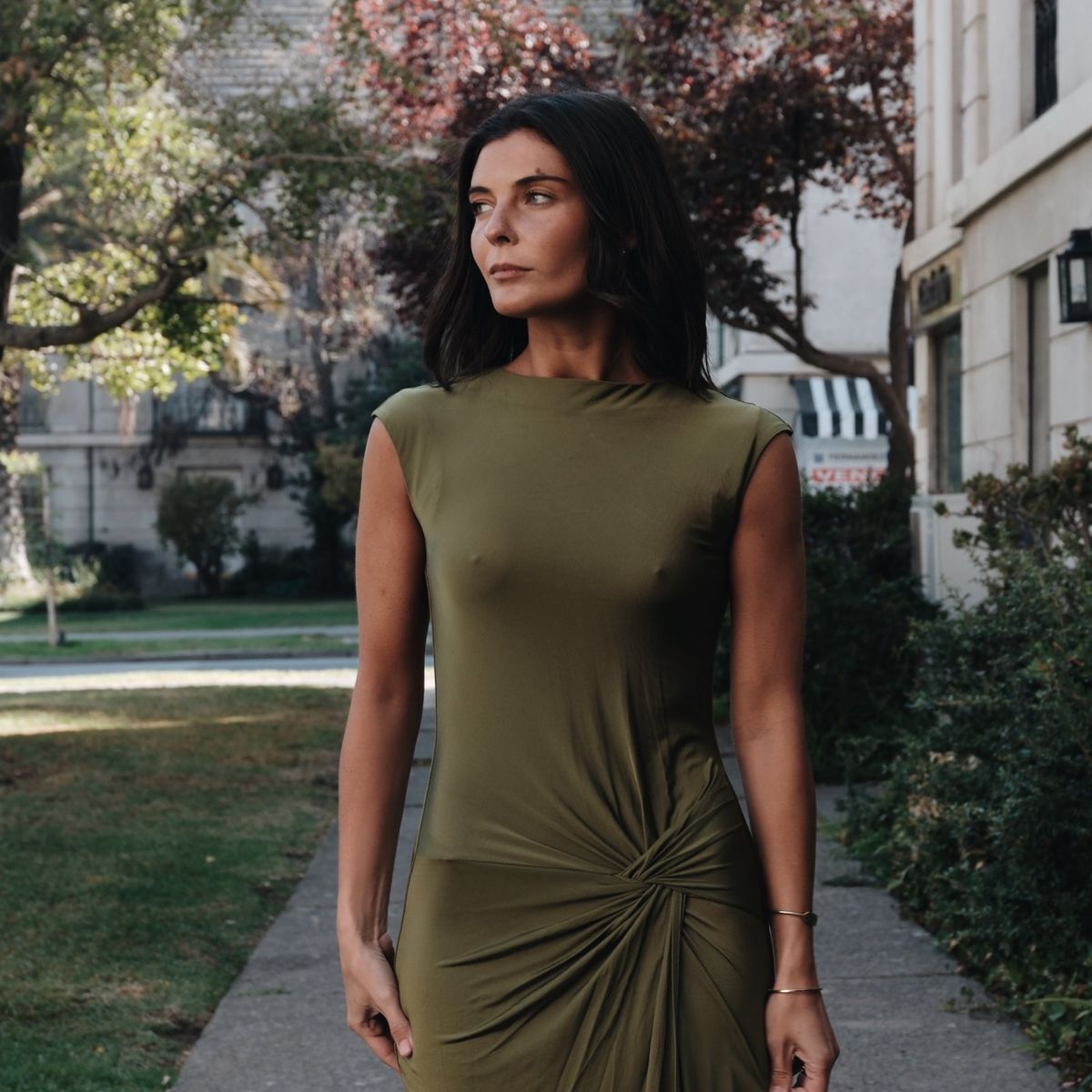 PADOVA - Vestido Radha Verde Oliva Mujer