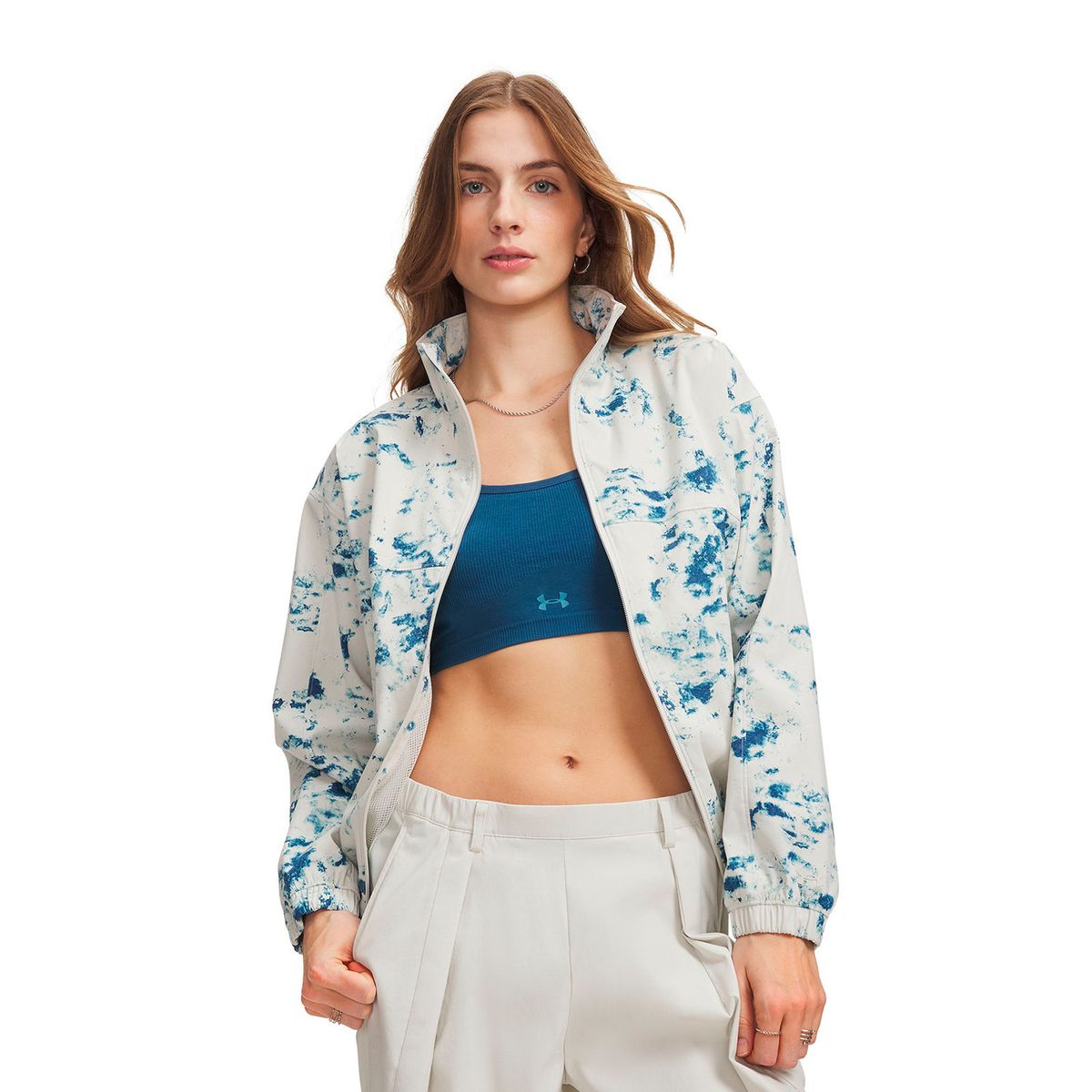 UNDER ARMOUR - Chaqueta UA Unstoppable Woven Printed Blanca Mujer UNDER ARMOUR