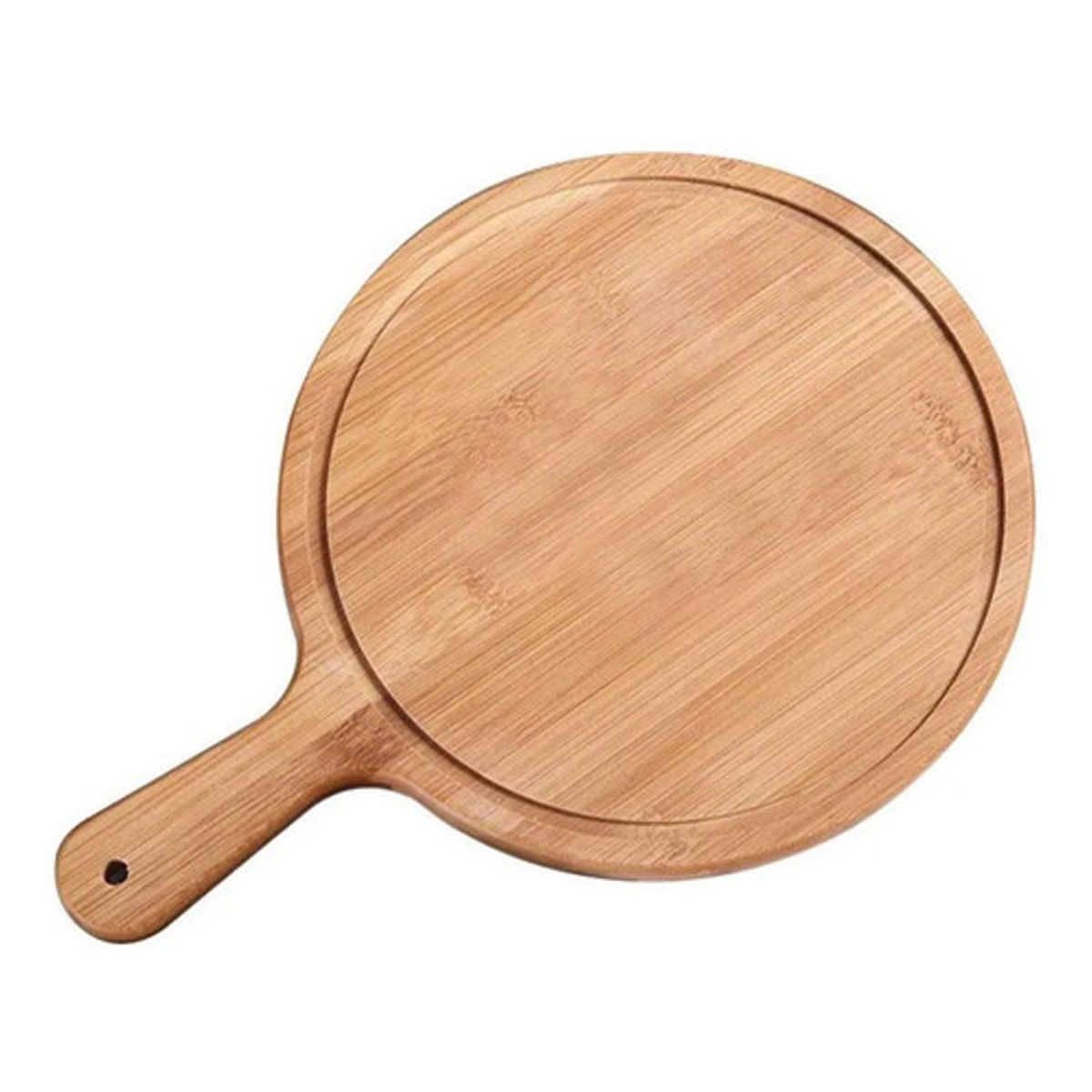 GENERICO - Tabla Madera Plato Pizza 24cm Mango Plato Servir Liso Marrón Claro