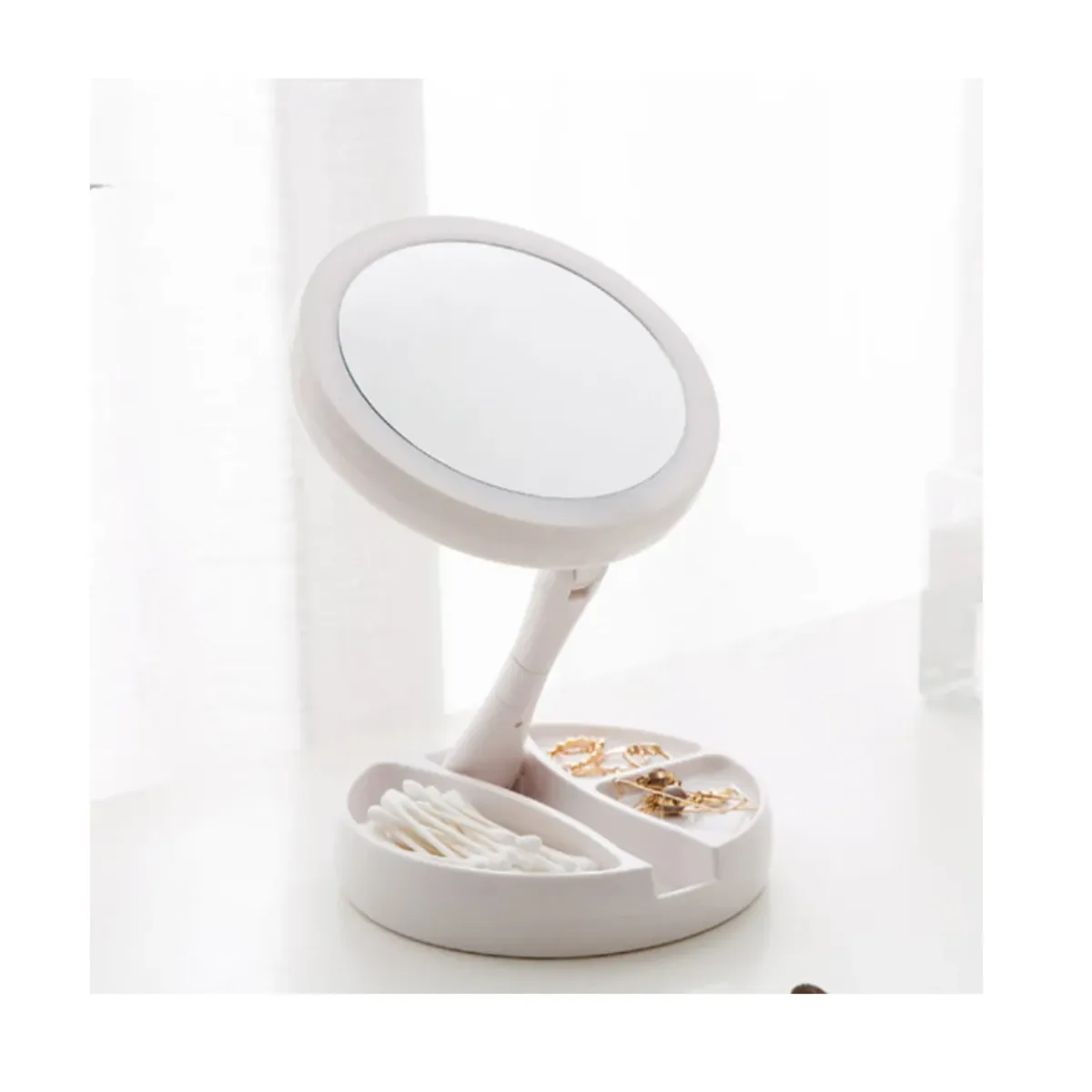 GENERICO - Espejo Con Luz Led Para Maquillaje Plegable + Aumento